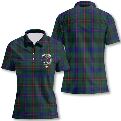 Clan Davidson Tartan Women Polo Shirt Crest And Plaid Basic Style