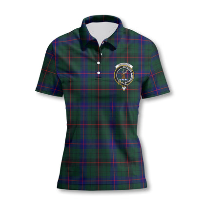 Clan Davidson Tartan Women Polo Shirt Crest And Plaid Basic Style