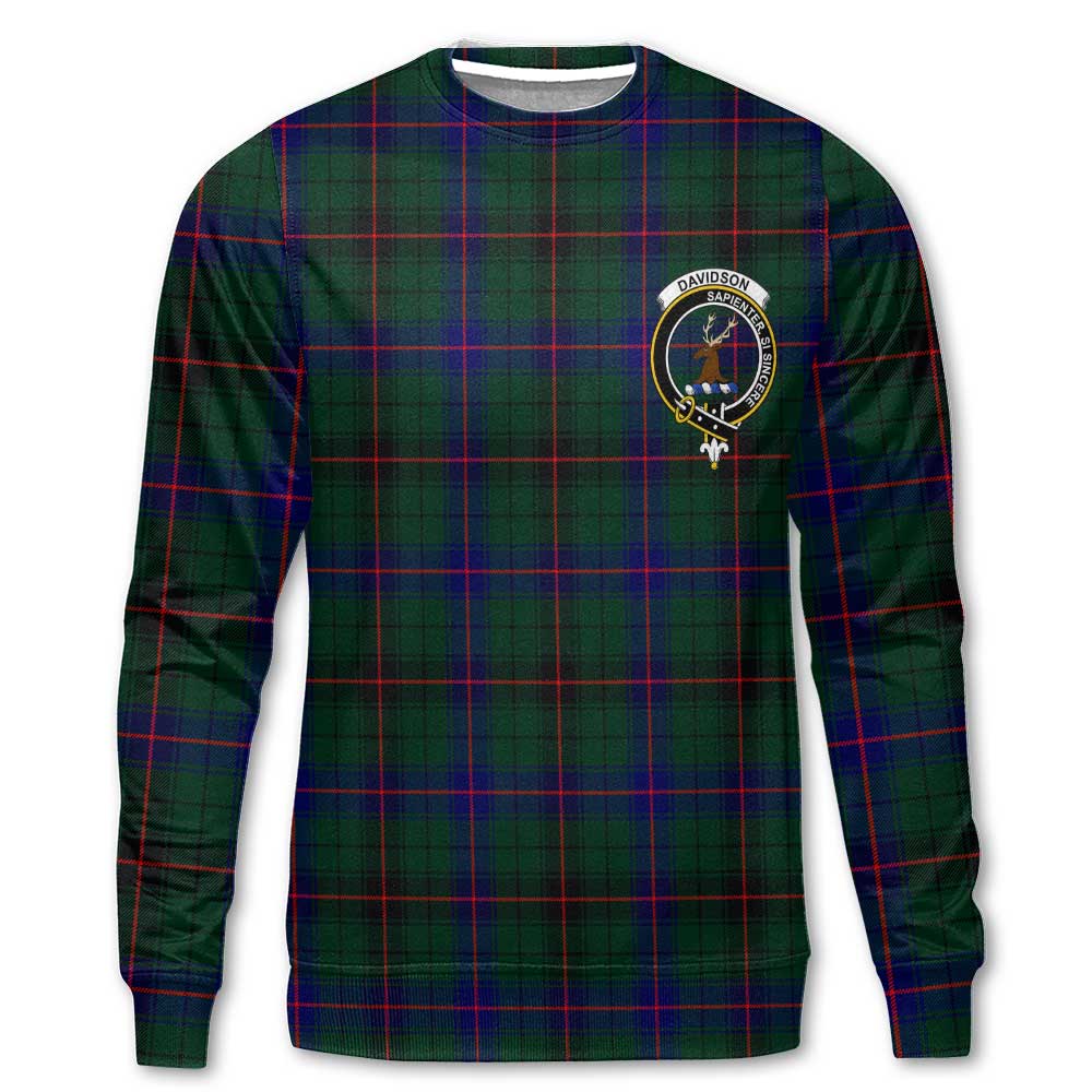 Clan Davidson Tartan Women Sweatshirt Crest And Plaid Basic Style