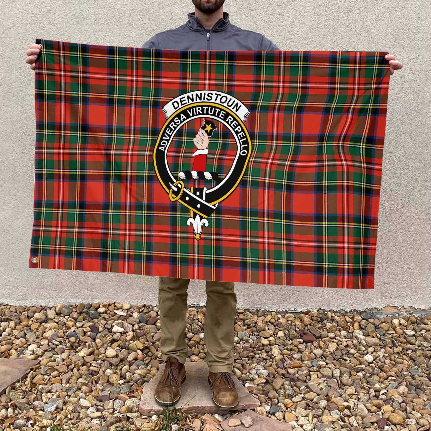 Clan Dennistoun Tartan Flag 1 Crest And Plaid Basic Style Tartan House Flag Crest And Plaid Basic Style