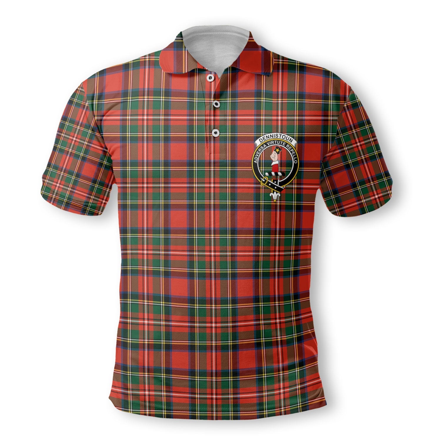 Clan Dennistoun Tartan Golf Men Polo Shirt Crest And Plaid Basic Style