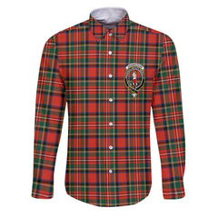 Clan Dennistoun Tartan Long Sleeve Button Shirt Crest And Plaid Basic Style