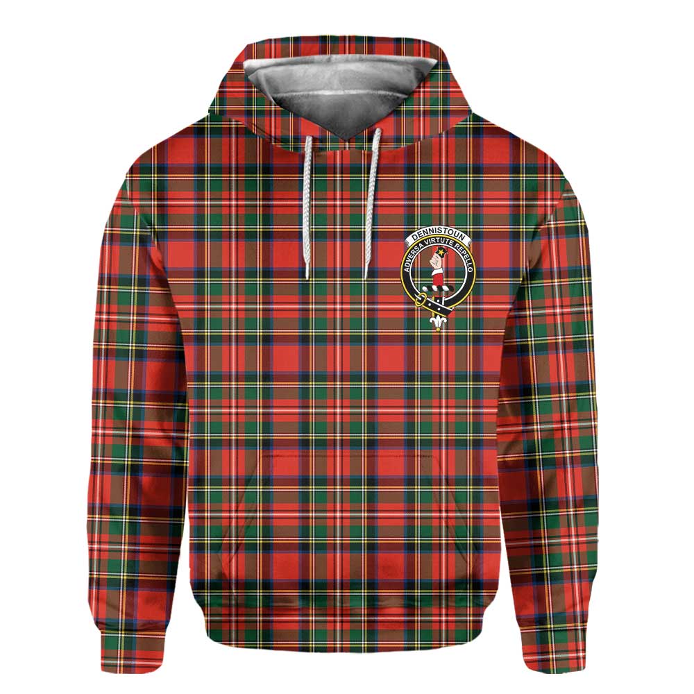 Clan Dennistoun Tartan Men Hoodie Crest And Plaid Basic Style