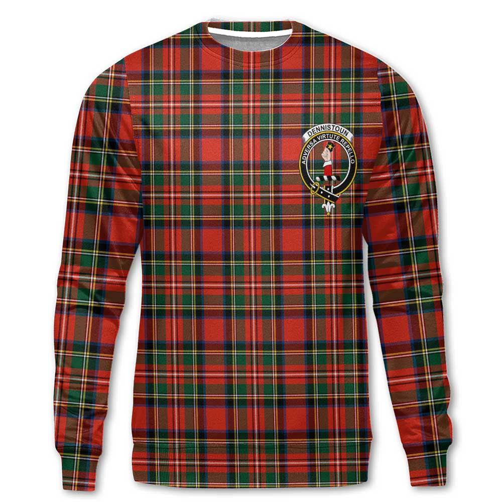 Clan Dennistoun Tartan Men Sweatshirt Crest And Plaid Basic Style