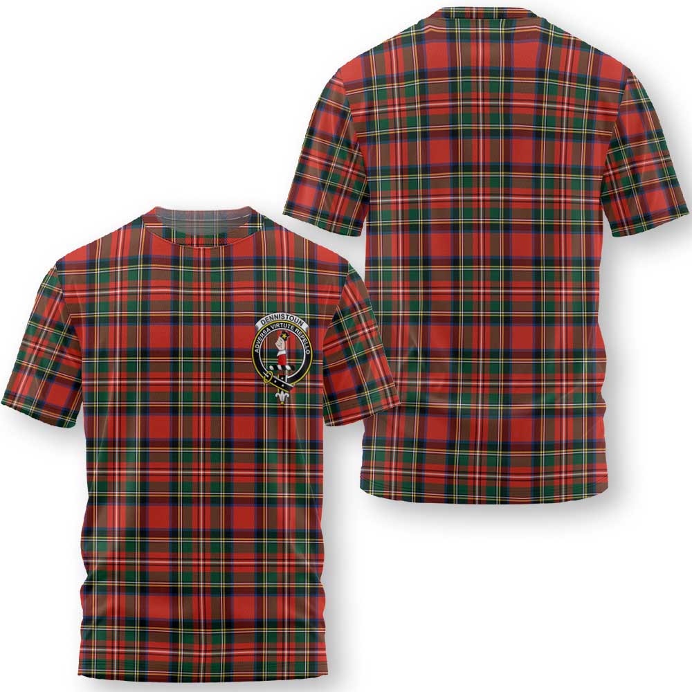 Clan Dennistoun Tartan Men T Shirt Crest And Plaid Basic Style