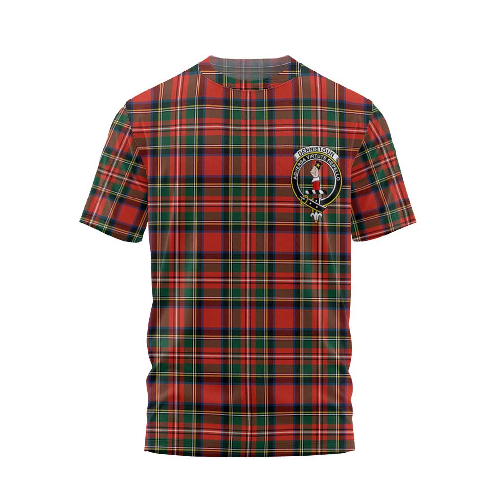 Clan Dennistoun Tartan Men T Shirt Crest And Plaid Basic Style