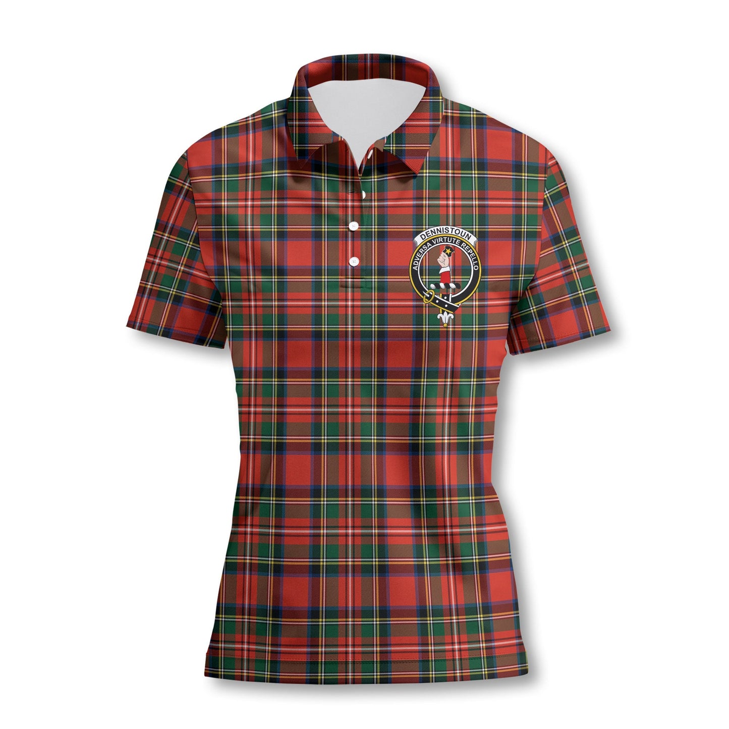 Clan Dennistoun Tartan Women Polo Shirt Crest And Plaid Basic Style