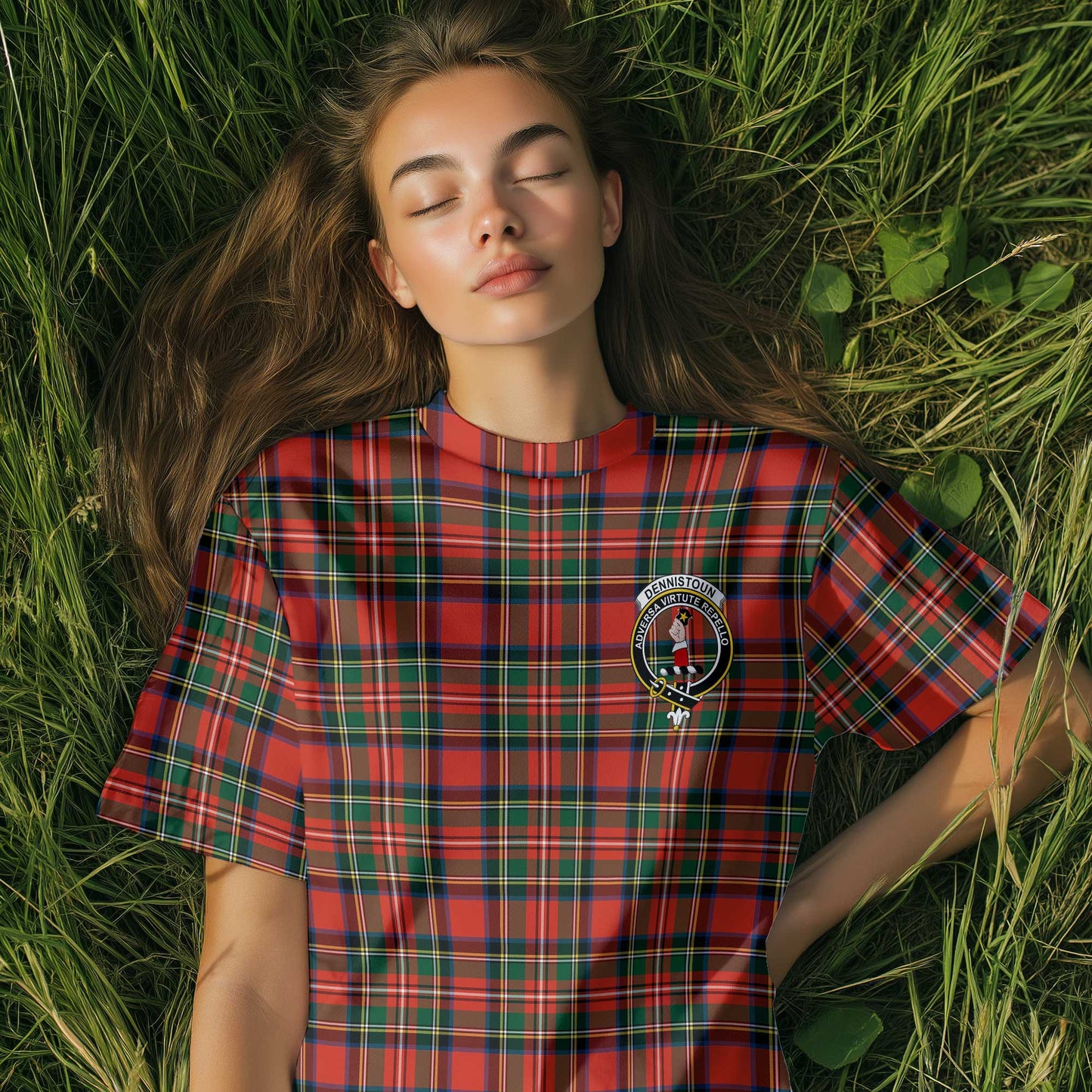 Clan Dennistoun Tartan Women T Shirt Crest And Plaid Basic Style