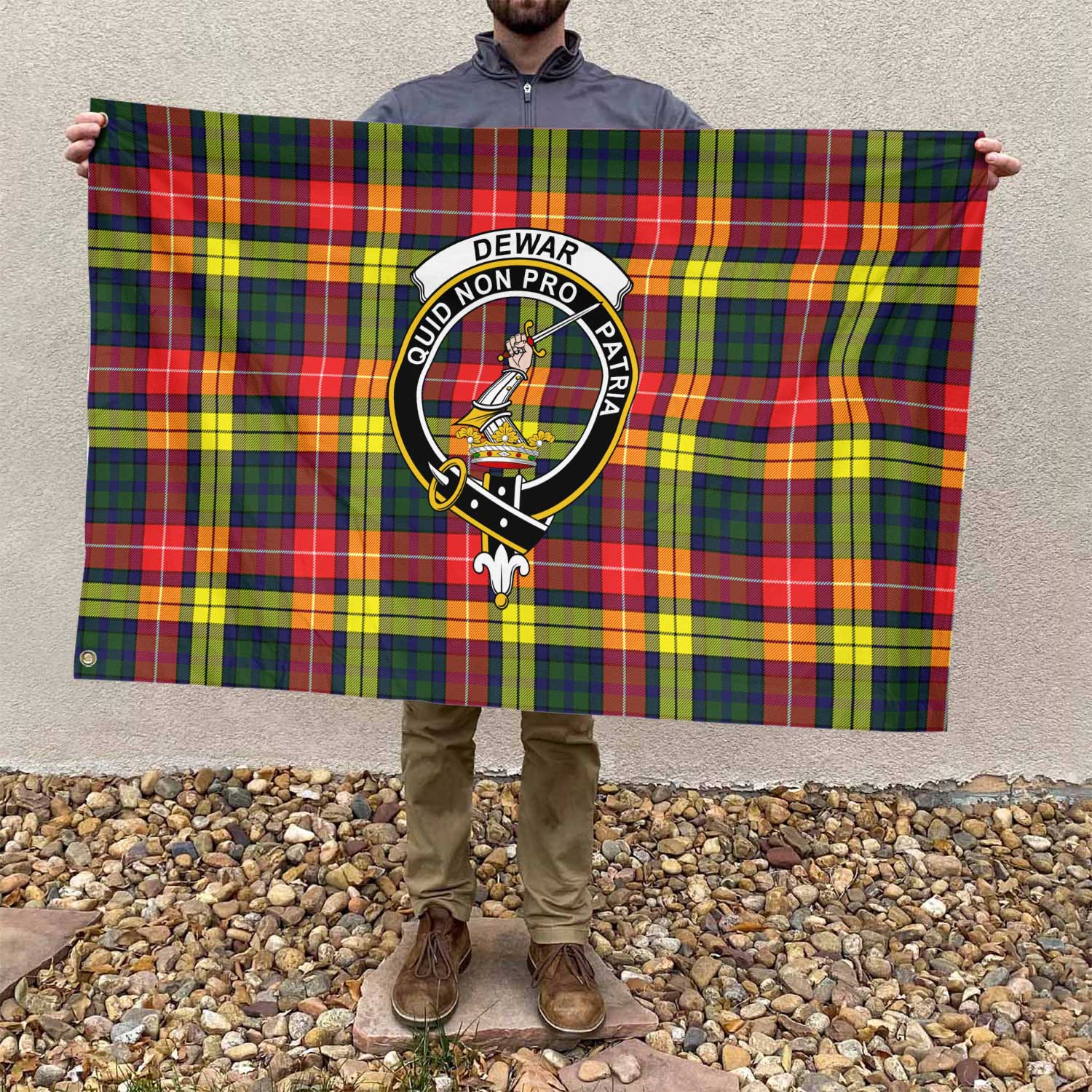 Clan Dewar Tartan Flag Crest And Plaid Basic Style