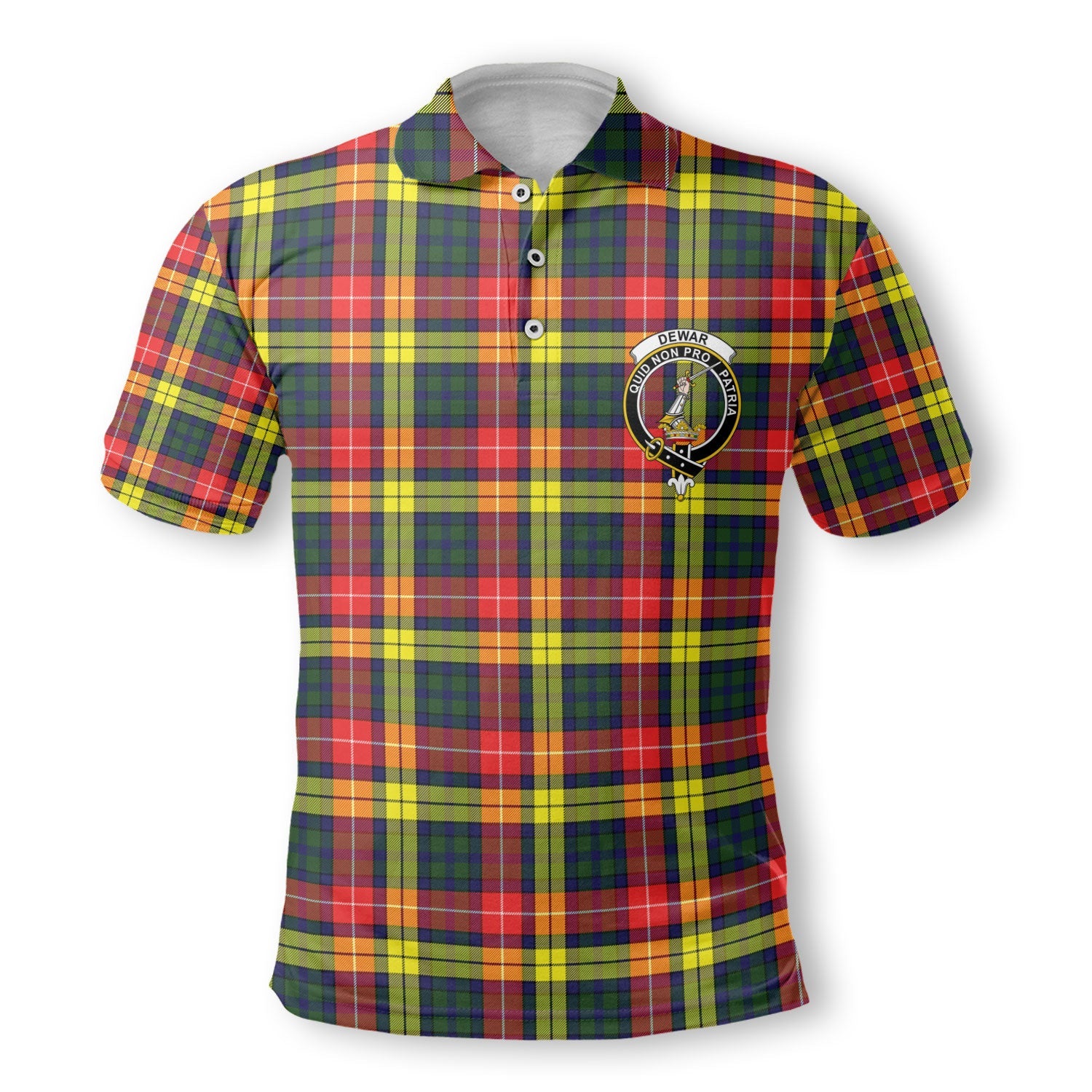 Clan Dewar Tartan Men Polo Shirt Crest And Plaid Basic Style