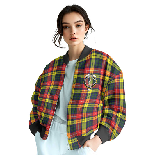 Clan Dewar Tartan Women Bomber Jacket Crest And Plaid Basic Style