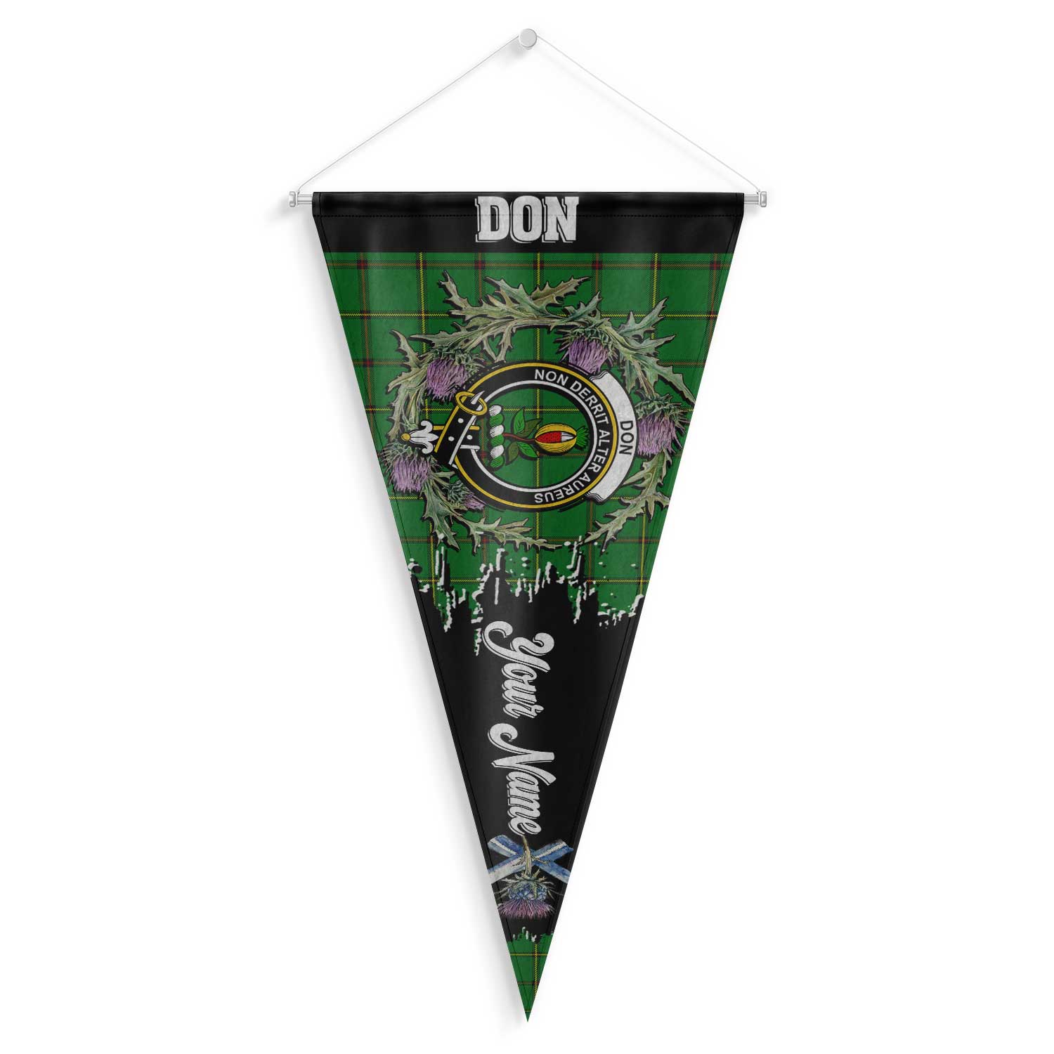 Clan Don Tartan Felt Pennant Crest And Plaid Basic Style