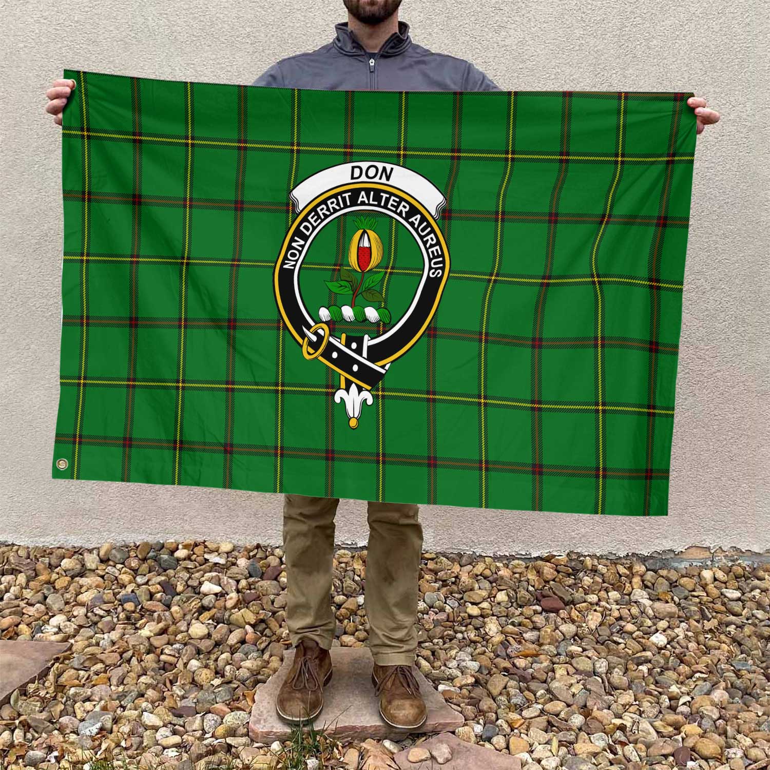 Clan Don Tartan Flag Crest And Plaid Basic Style