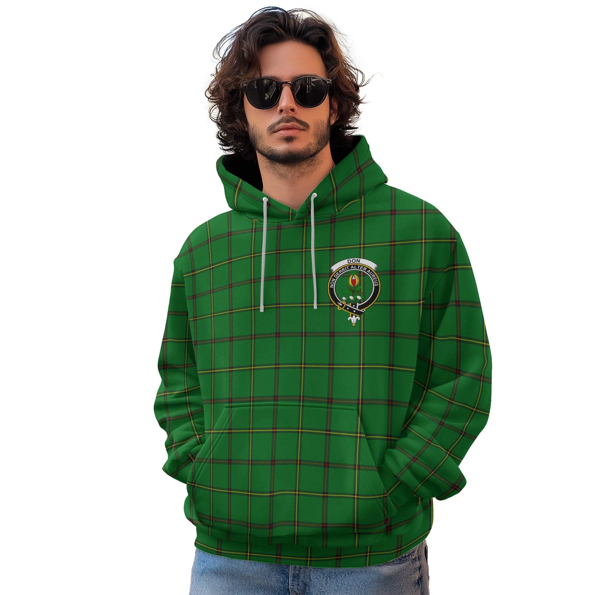 Clan Don Tartan Men Hoodie Crest And Plaid Basic Style