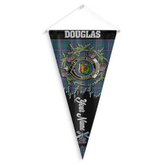 Clan Douglas Tartan Felt Pennant Crest And Plaid Basic Style