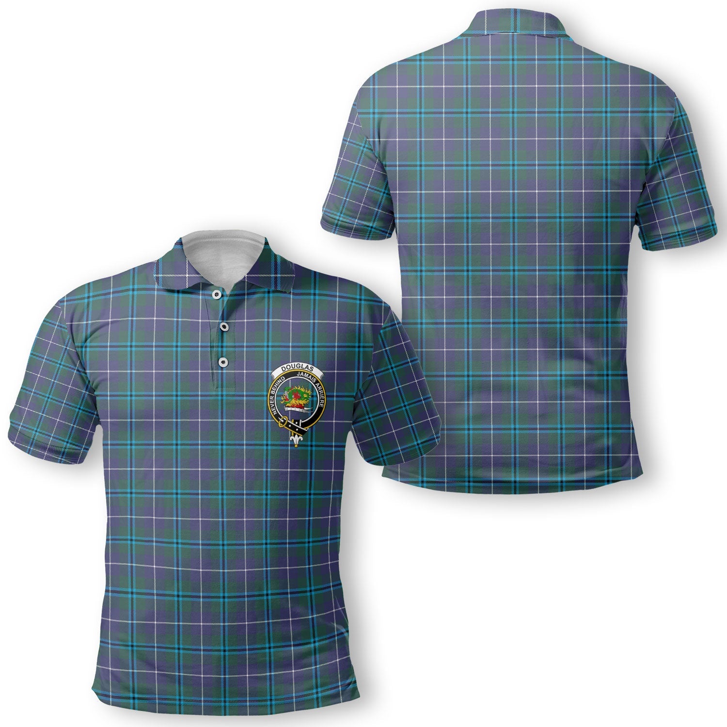 Clan Douglas Tartan Golf Men Polo Shirt Crest And Plaid Basic Style