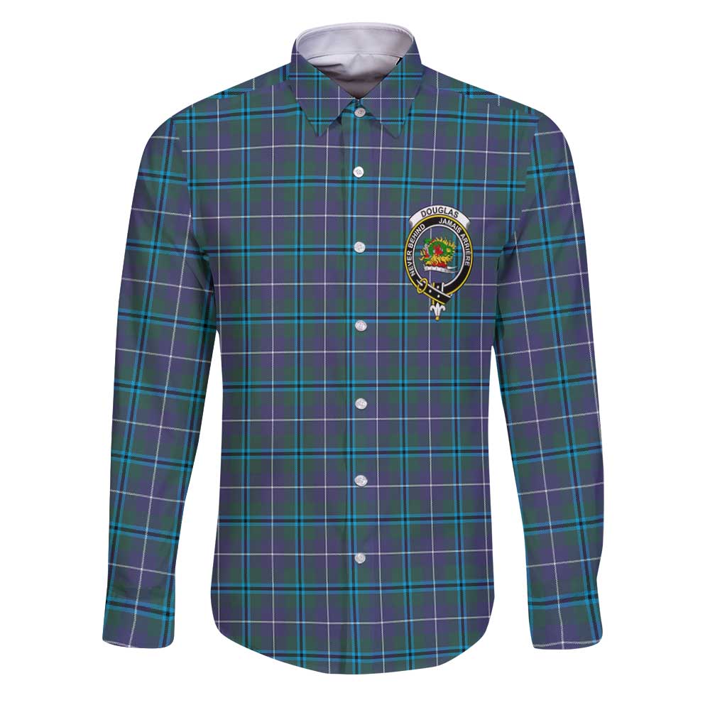 Clan Douglas Tartan Long Sleeve Button Shirt Crest And Plaid Basic Style