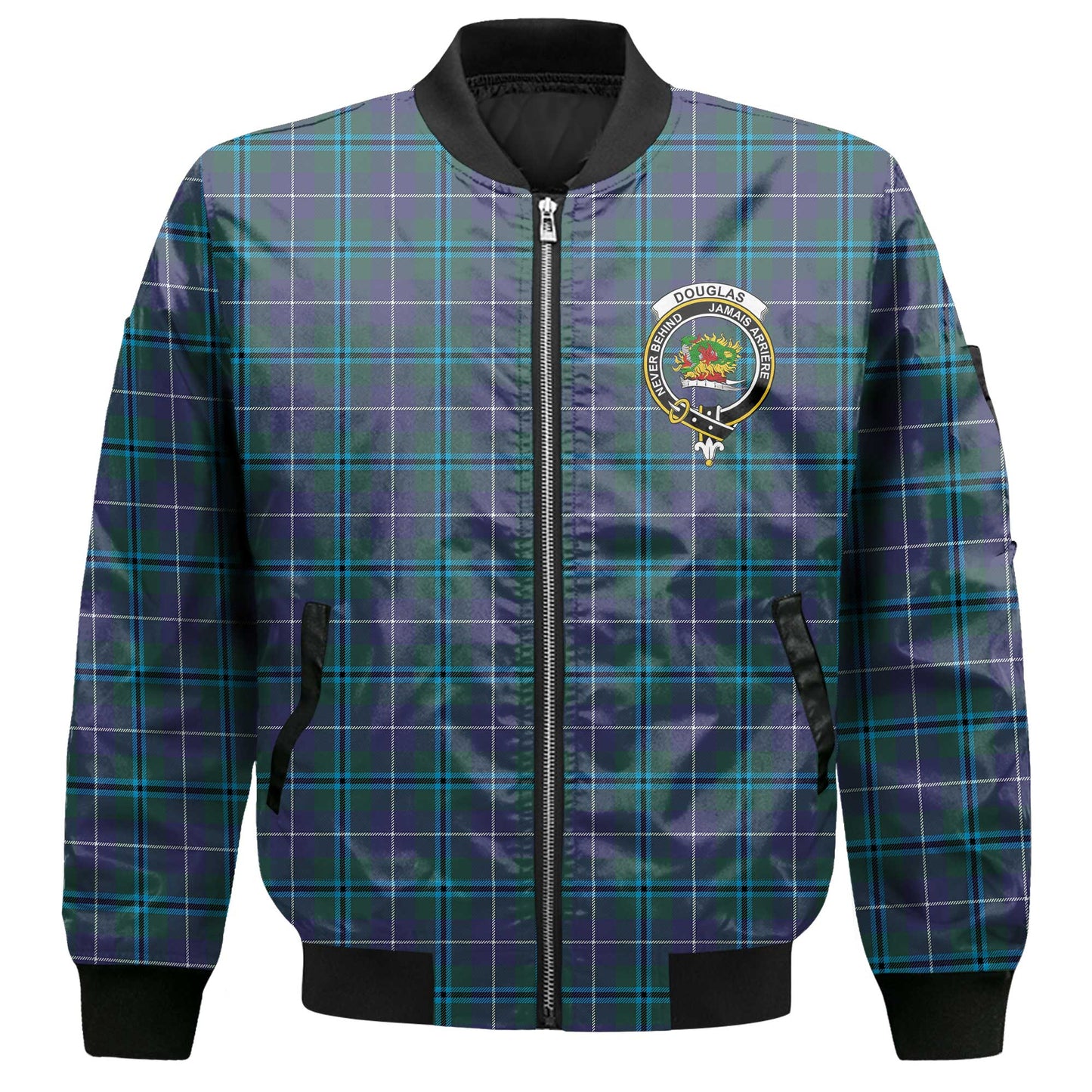 Clan Douglas Tartan Men Bomber Jacket Crest And Plaid Basic Style