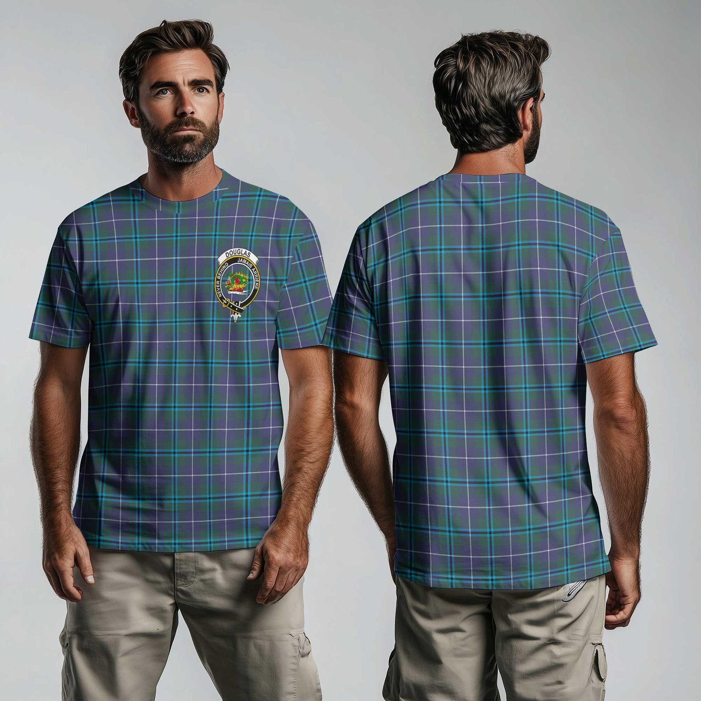 Clan Douglas Tartan Men T Shirt Crest And Plaid Basic Style