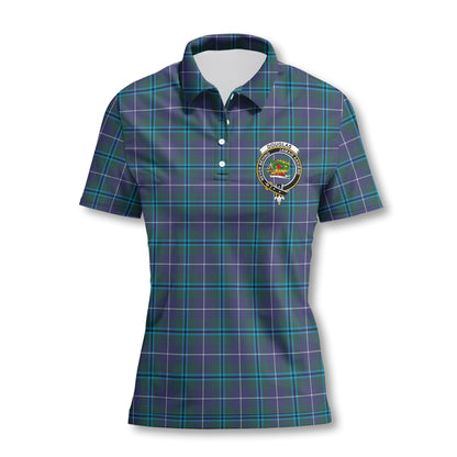 Clan Douglas Tartan Women Polo Shirt Crest And Plaid Basic Style