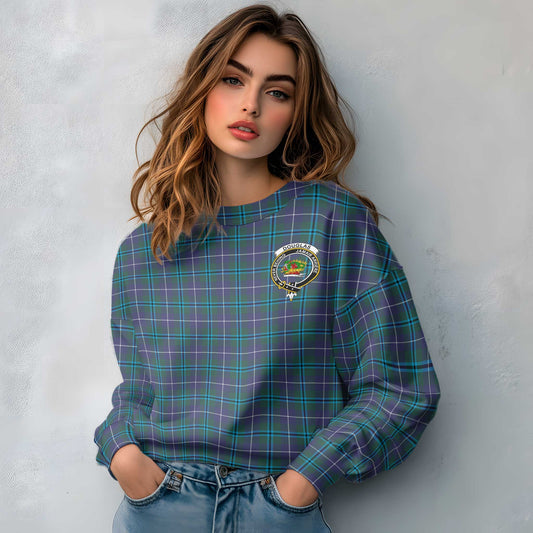 Clan Douglas Tartan Women Sweatshirt Crest And Plaid Basic Style