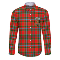 Clan Drummond Tartan Long Sleeve Button Shirt Crest And Plaid Basic Style