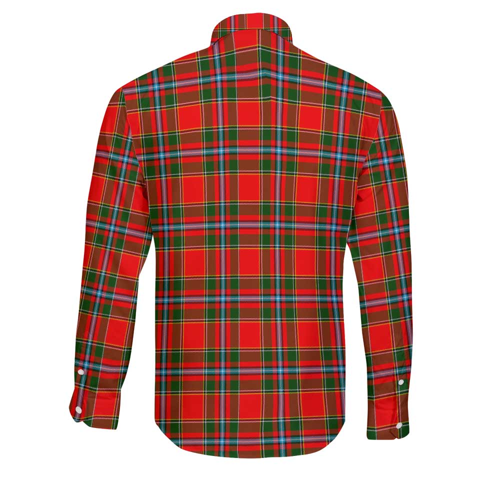 Clan Drummond Tartan Long Sleeve Button Shirt Crest And Plaid Basic Style