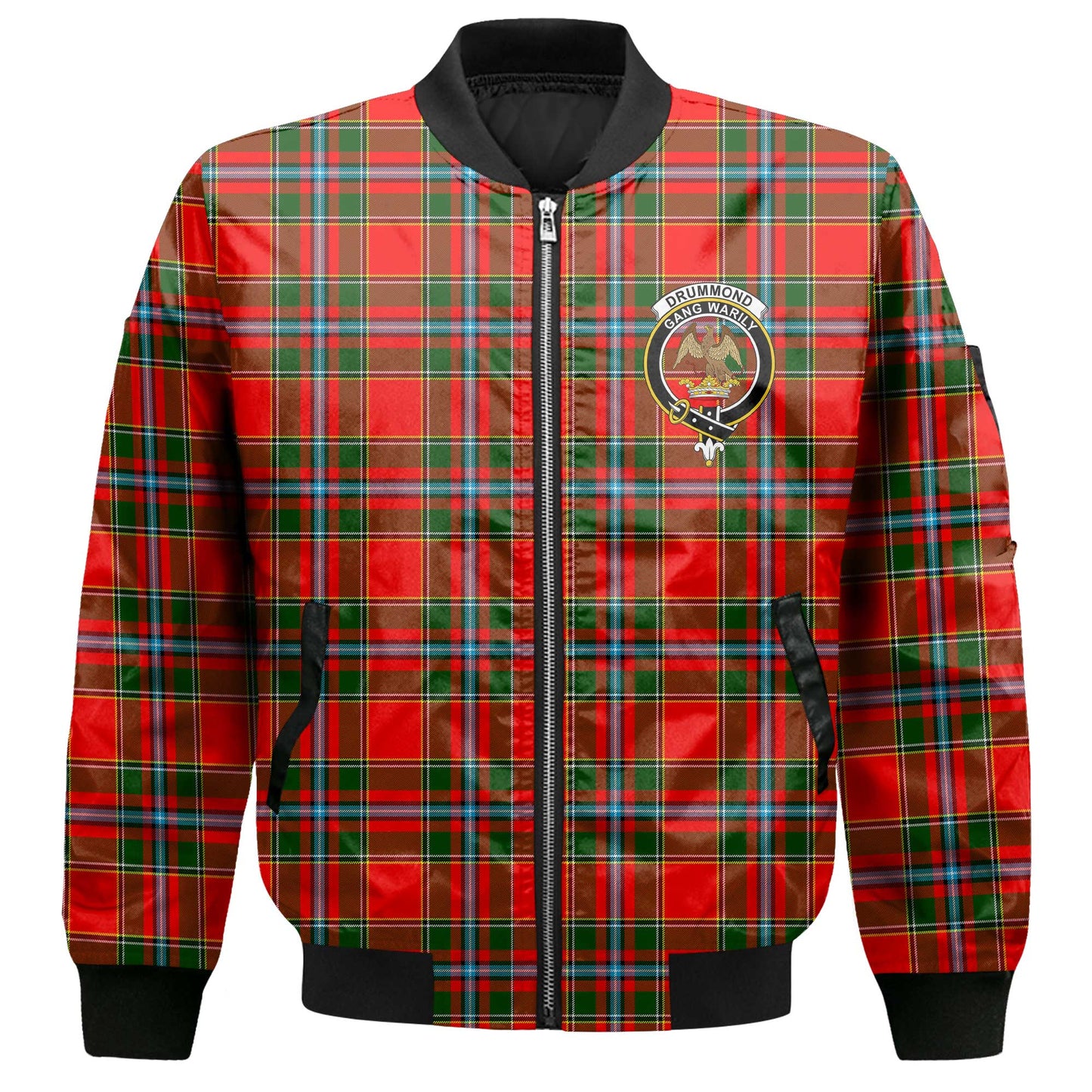 Clan Drummond Tartan Men Bomber Jacket Crest And Plaid Basic Style