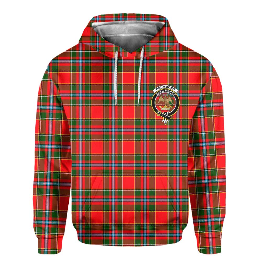 Clan Drummond Tartan Men Hoodie Crest And Plaid Basic Style