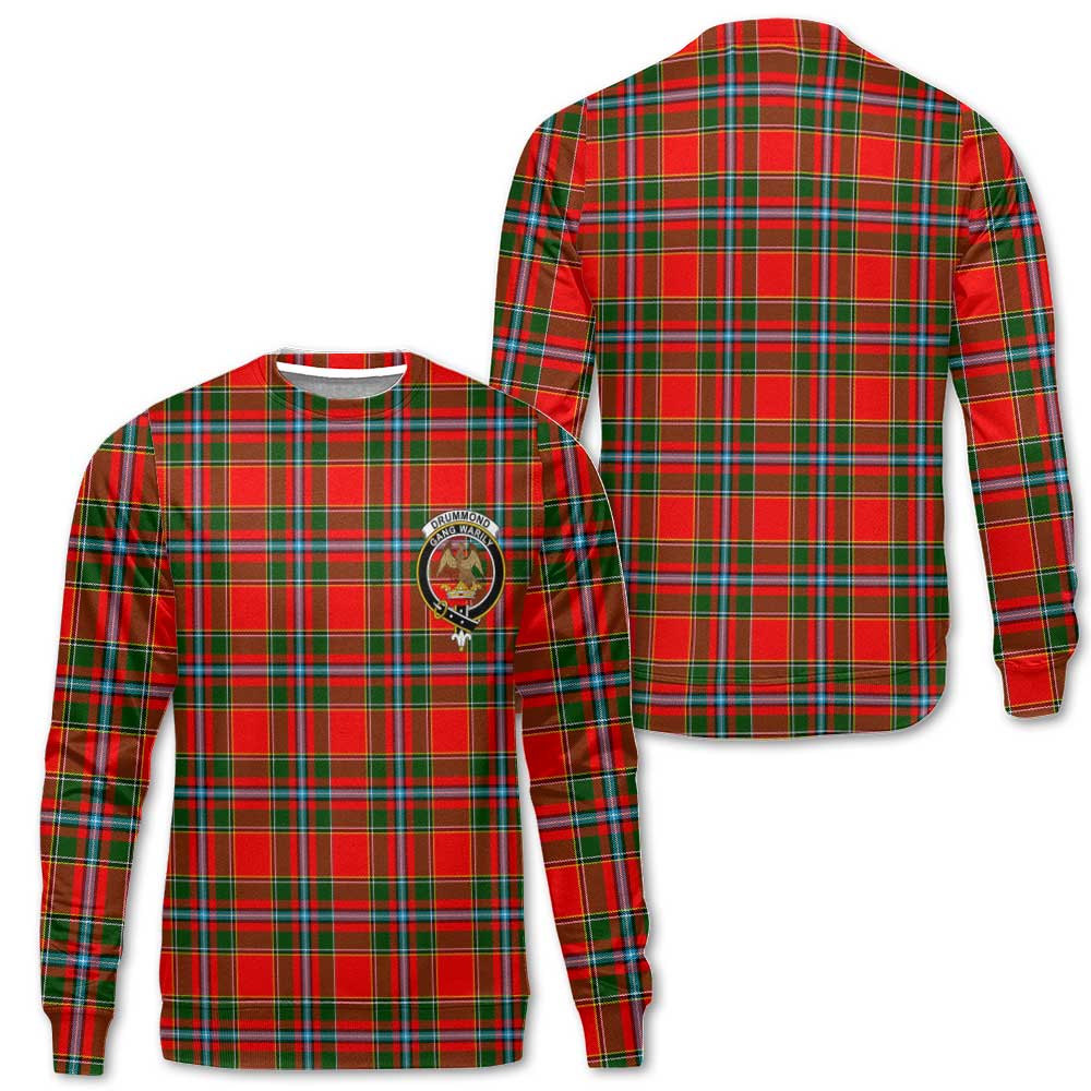 Clan Drummond Tartan Men Sweatshirt Crest And Plaid Basic Style