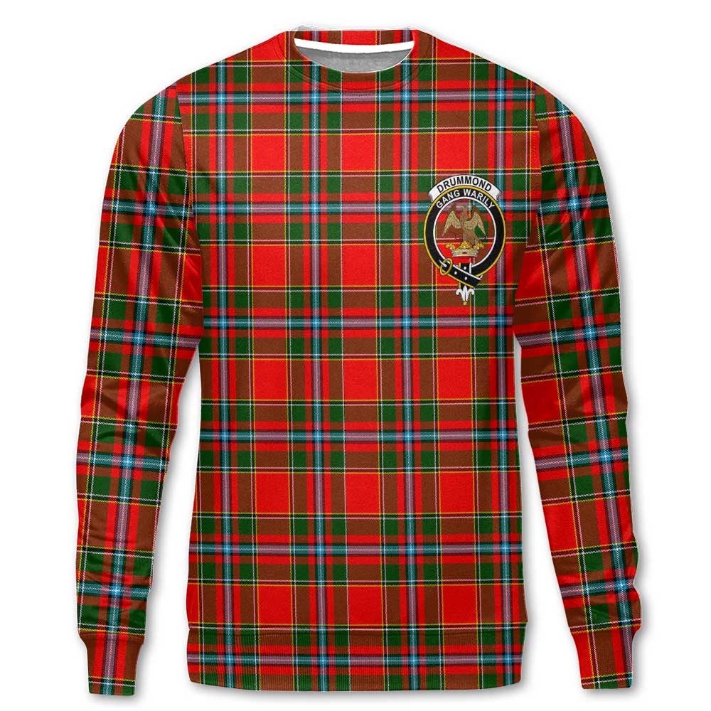 Clan Drummond Tartan Men Sweatshirt Crest And Plaid Basic Style