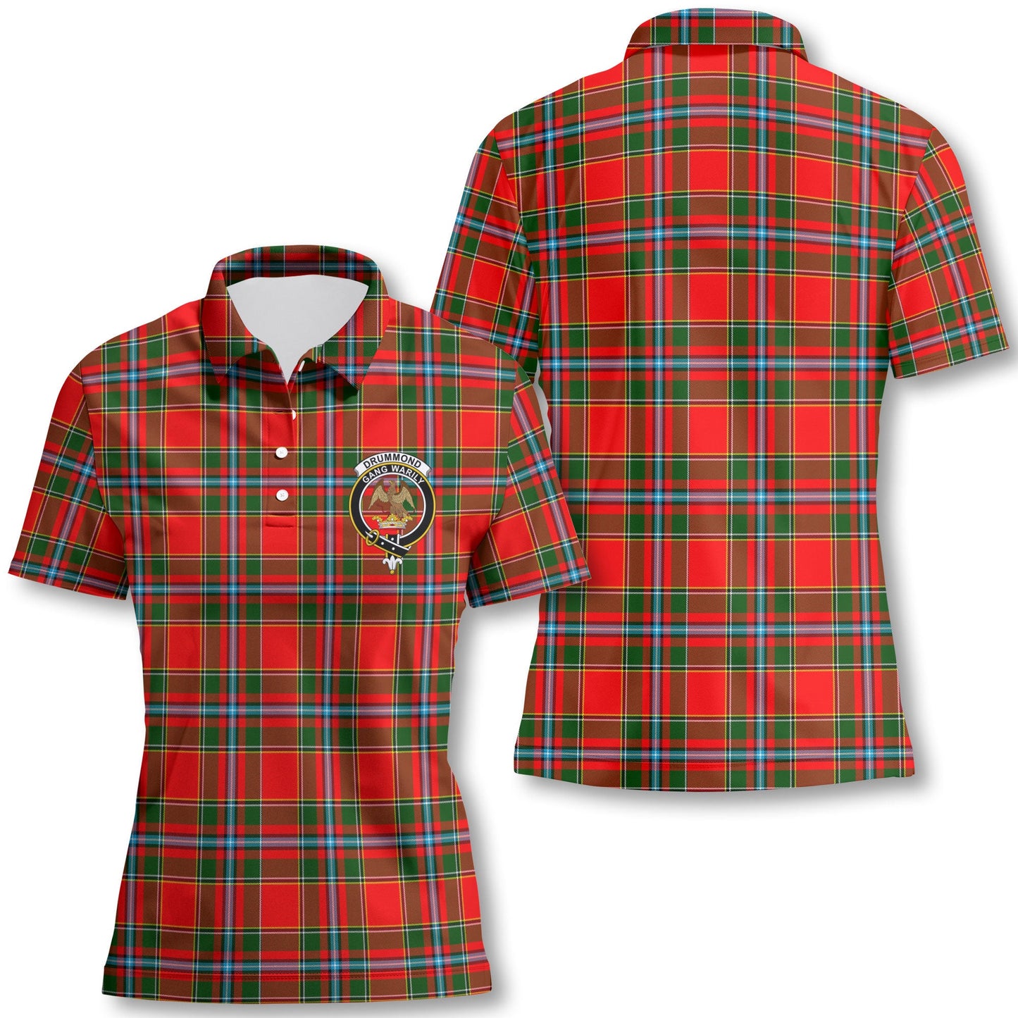 Clan Drummond Tartan Women Polo Shirt Crest And Plaid Basic Style