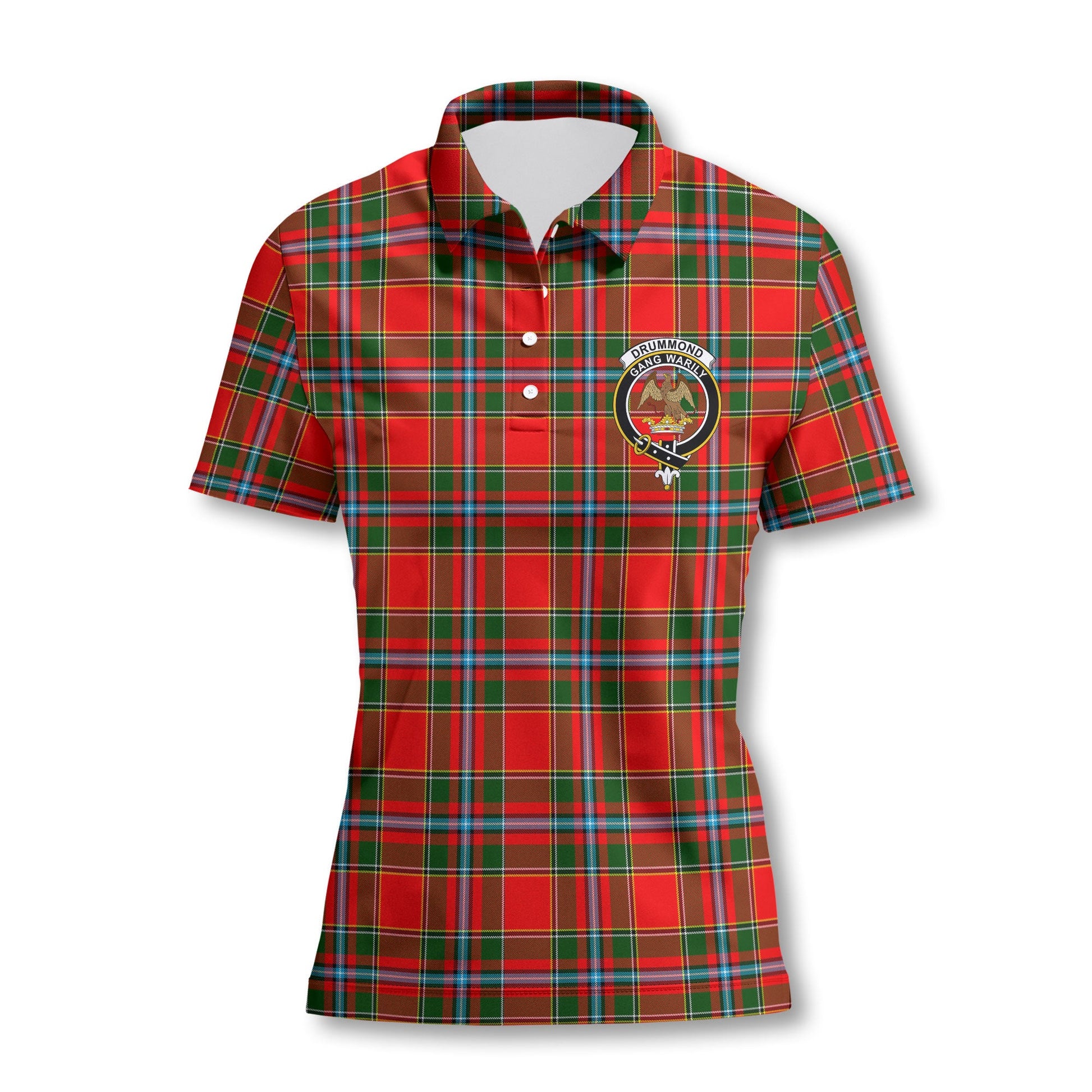 Clan Drummond Tartan Women Polo Shirt Crest And Plaid Basic Style