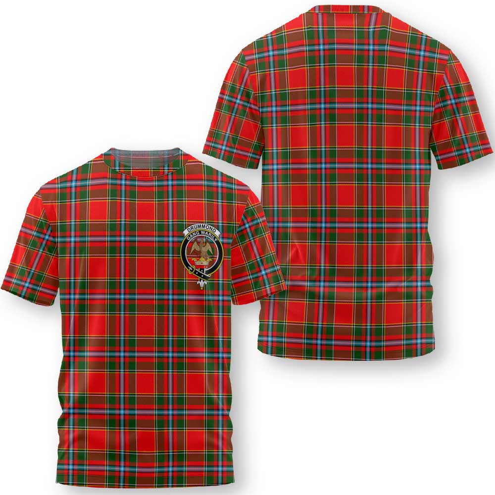 Clan Drummond Tartan Women T Shirt Crest And Plaid Basic Style