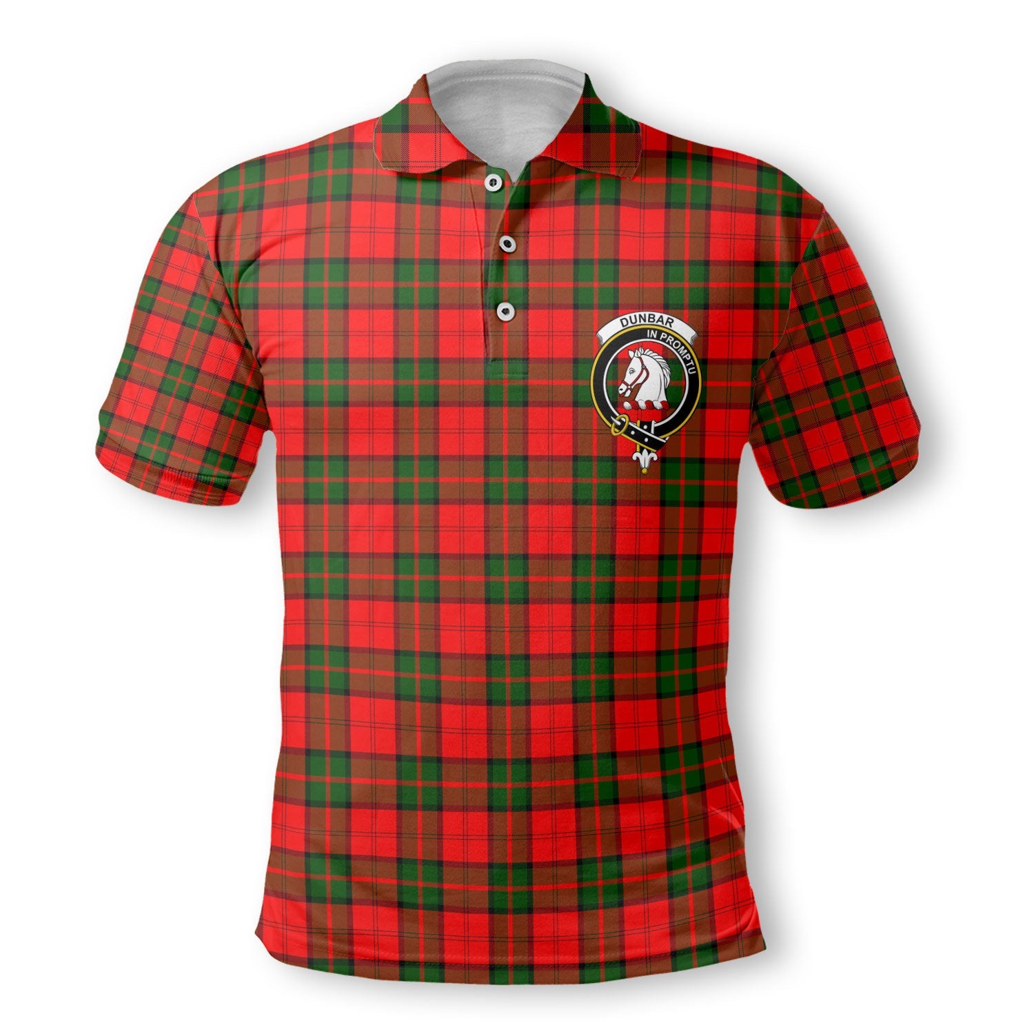 Clan Dunbar Tartan Golf Men Polo Shirt Crest And Plaid Basic Style