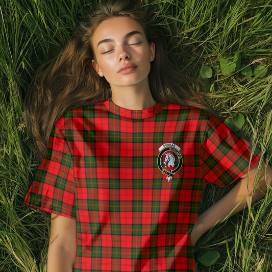 Clan Dunbar Tartan Women T Shirt Crest And Plaid Basic Style