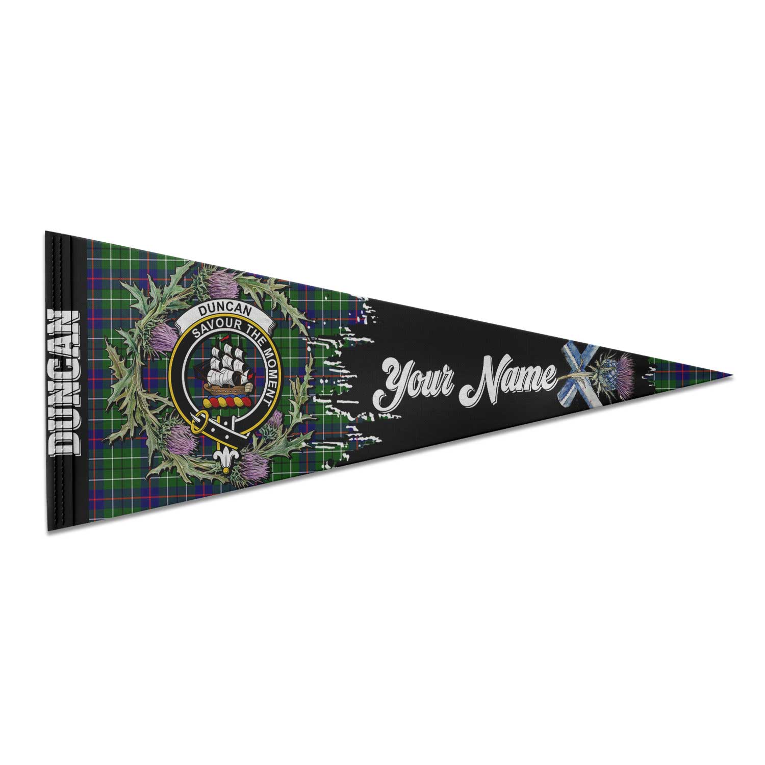 Clan Duncan Tartan Felt Pennant Crest And Plaid Basic Style