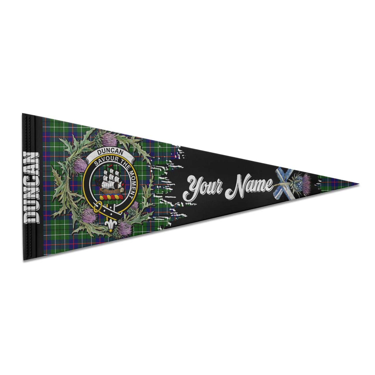 Clan Duncan Tartan Felt Pennant Crest And Plaid Basic Style