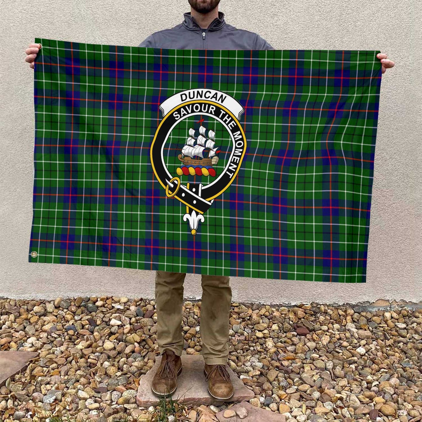 Clan Duncan Tartan Flag Crest And Plaid Basic Style