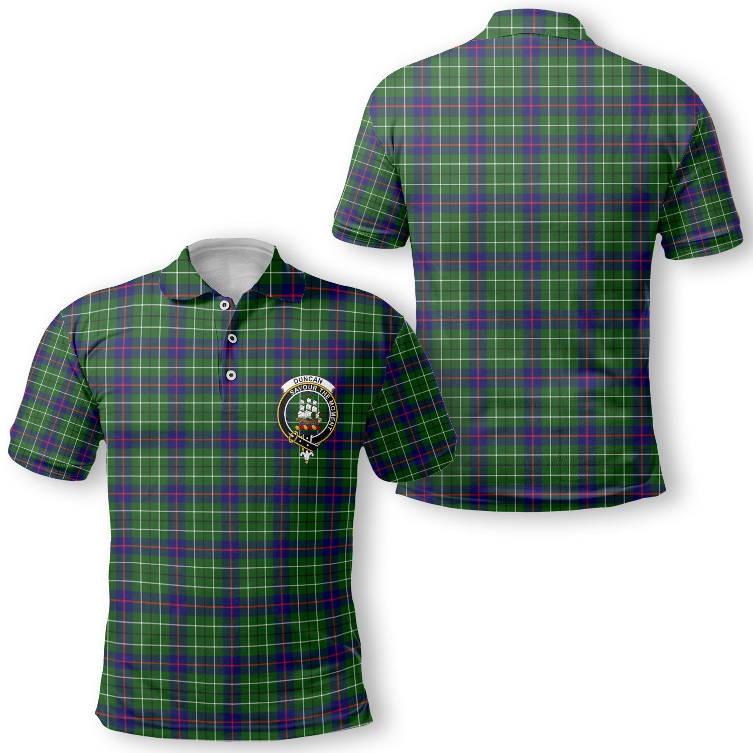 Clan Duncan Tartan Golf Men Polo Shirt Crest And Plaid Basic Style
