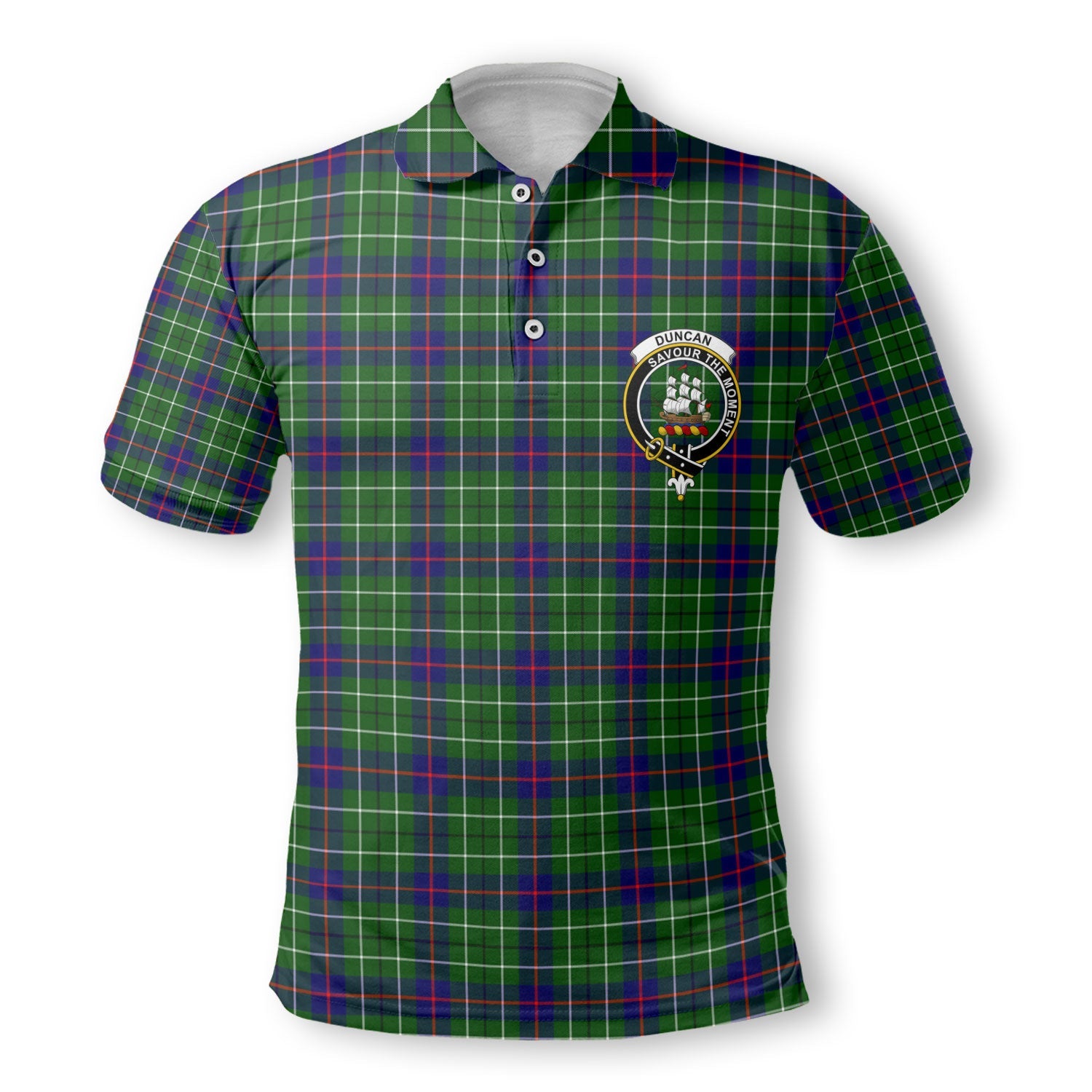 Clan Duncan Tartan Golf Men Polo Shirt Crest And Plaid Basic Style
