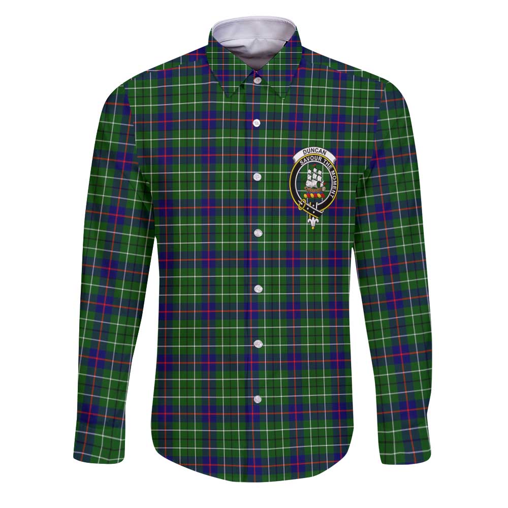Clan Duncan Tartan Long Sleeve Button Shirt Crest And Plaid Basic Style