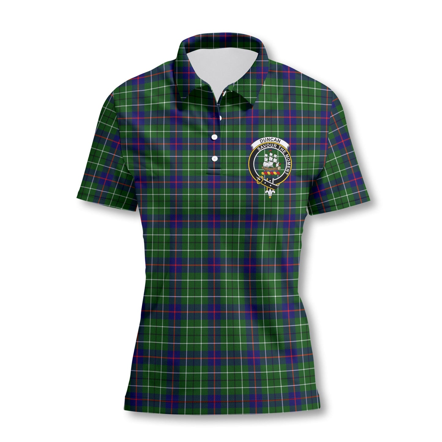 Clan Duncan Tartan Women Polo Shirt Crest And Plaid Basic Style