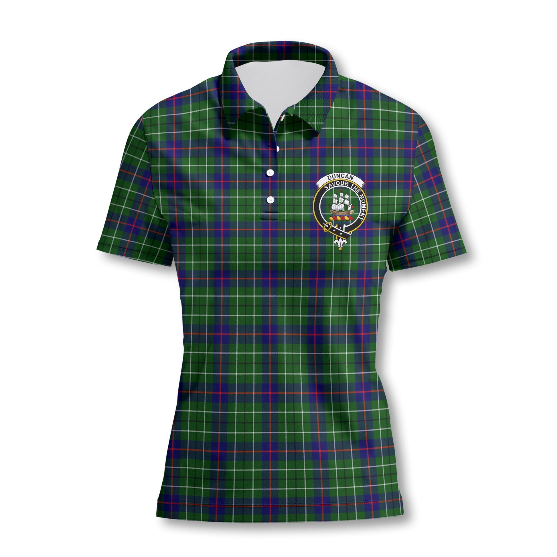 Clan Duncan Tartan Women Polo Shirt Crest And Plaid Basic Style