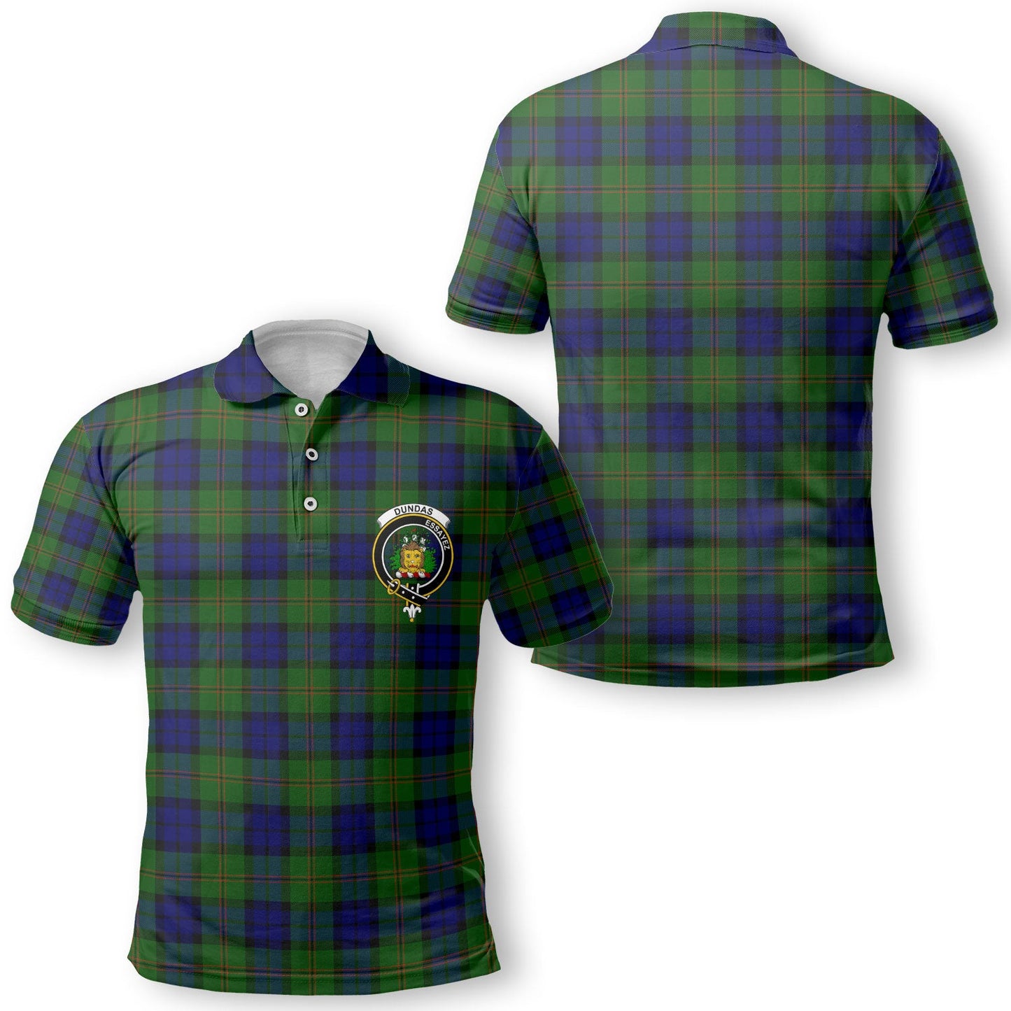 Clan Dundas Tartan Golf Men Polo Shirt Crest And Plaid Basic Style