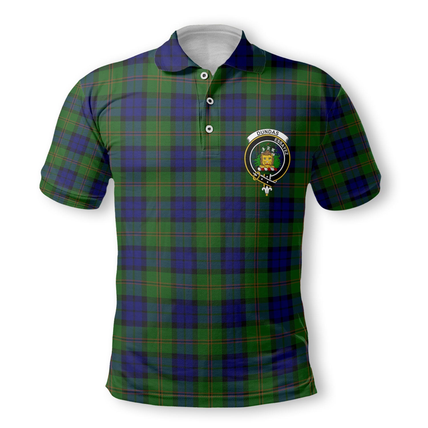 Clan Dundas Tartan Golf Men Polo Shirt Crest And Plaid Basic Style