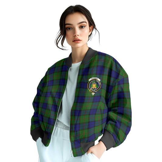 Clan Dundas Tartan Women Bomber Jacket Crest And Plaid Basic Style