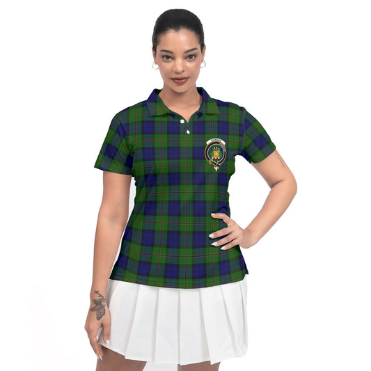 Clan Dundas Tartan Women Polo Shirt Crest And Plaid Basic Style