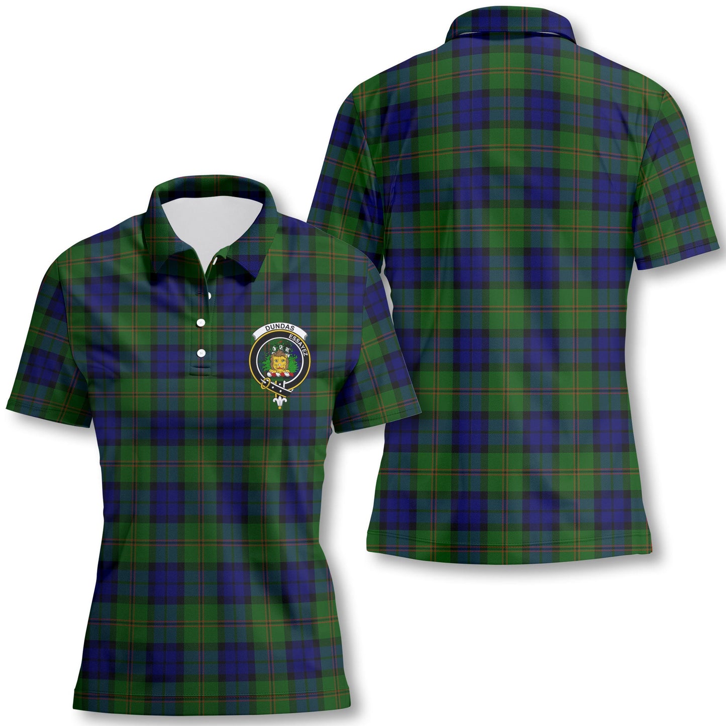 Clan Dundas Tartan Women Polo Shirt Crest And Plaid Basic Style