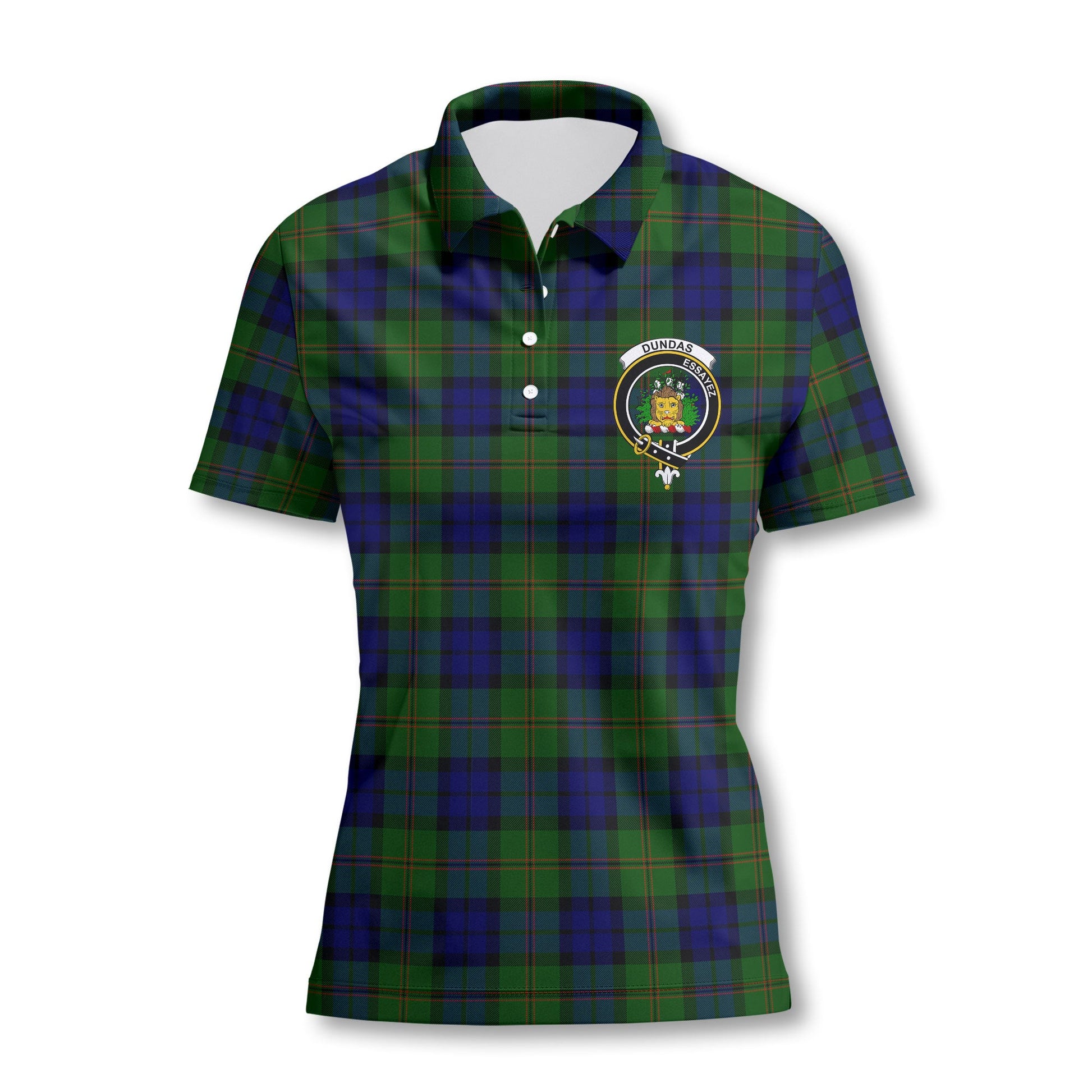 Clan Dundas Tartan Women Polo Shirt Crest And Plaid Basic Style